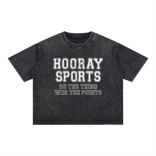 "Hooray Sports" Mineral Wash Boxy Cotton Tee