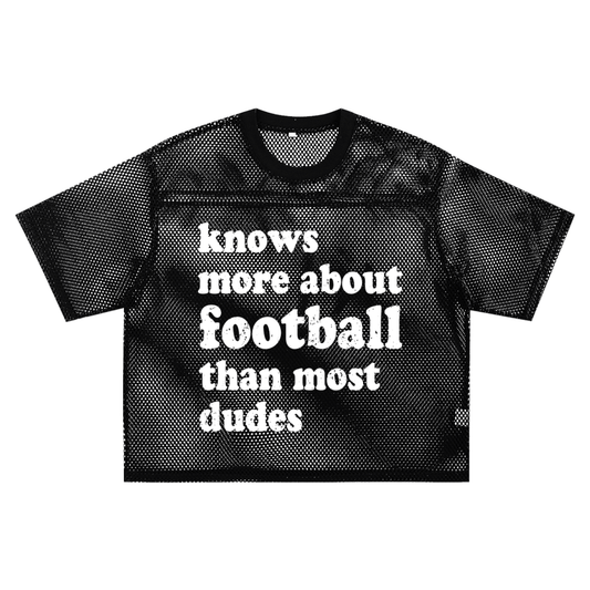 "Football Dudes" See-Through Boxy Net Top