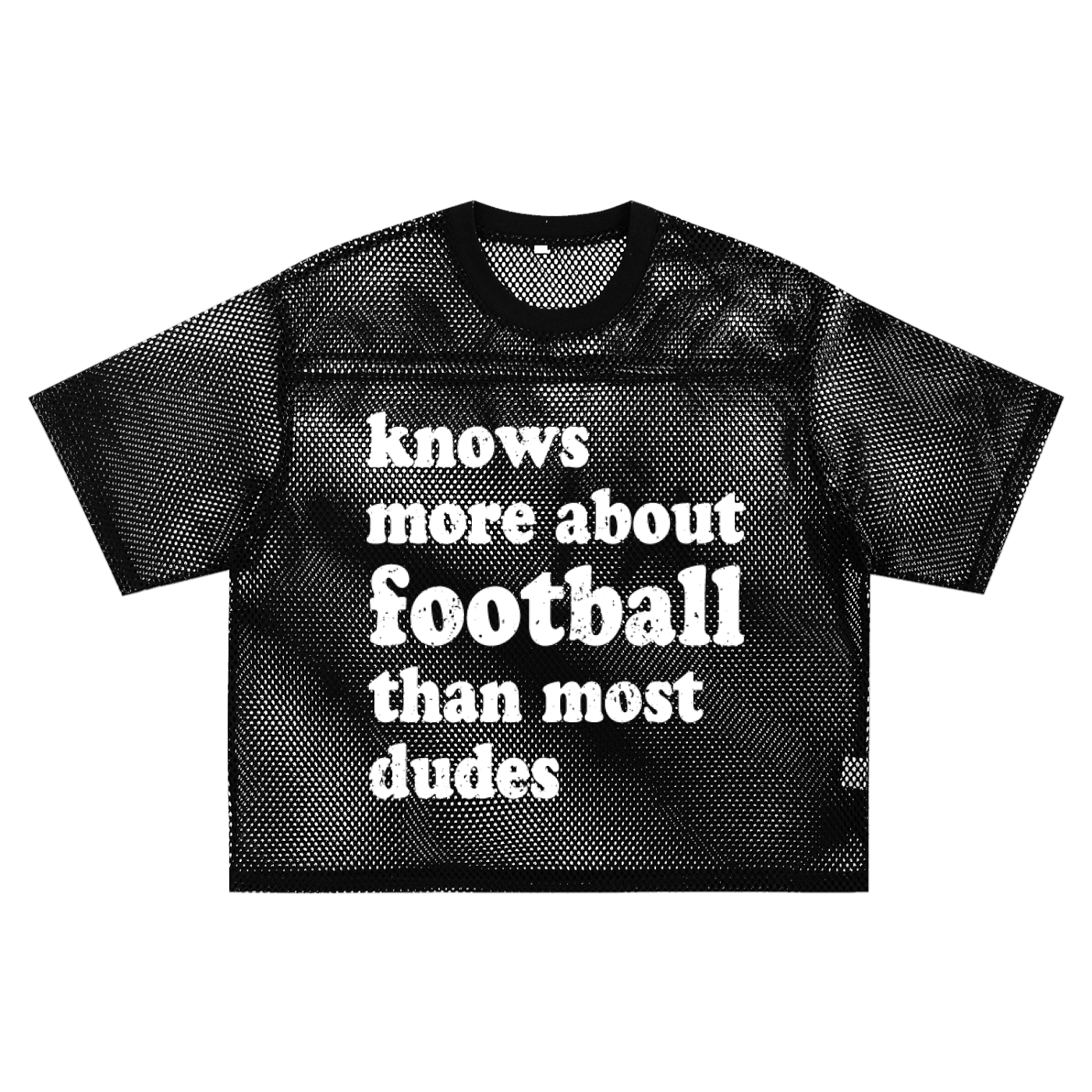 "Football Dudes" See-Through Boxy Net Top