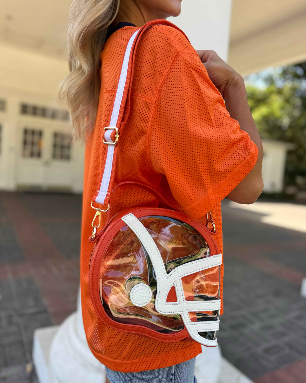 Orange Football-Helmet Stadium-Approved Clear Purse