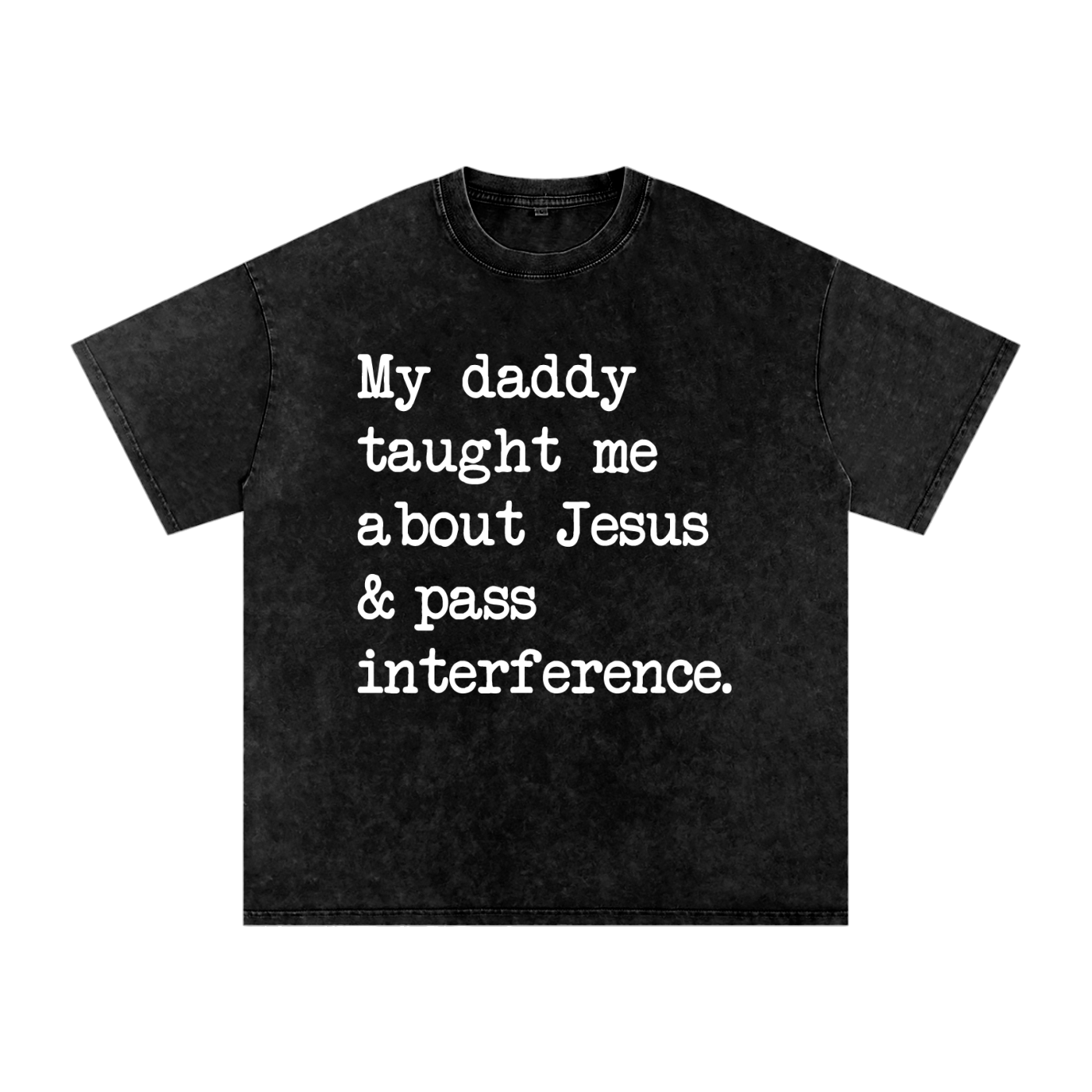 "Jesus & Pass Interference" Snow-Washed Oversized Cotton Tee