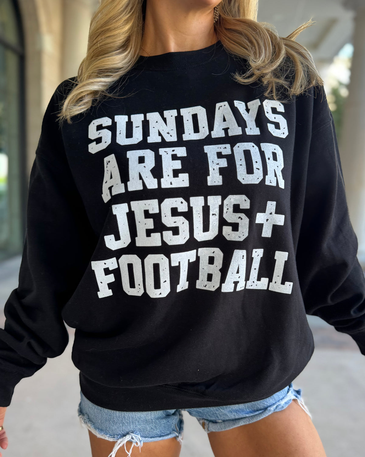 Black "Sundays Are For Jesus + Football" Sweatshirt