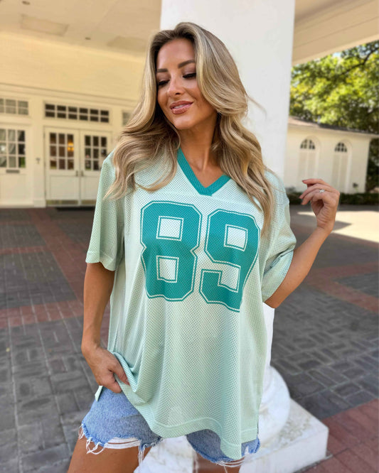 Teal Green Oversized "89" Jersey