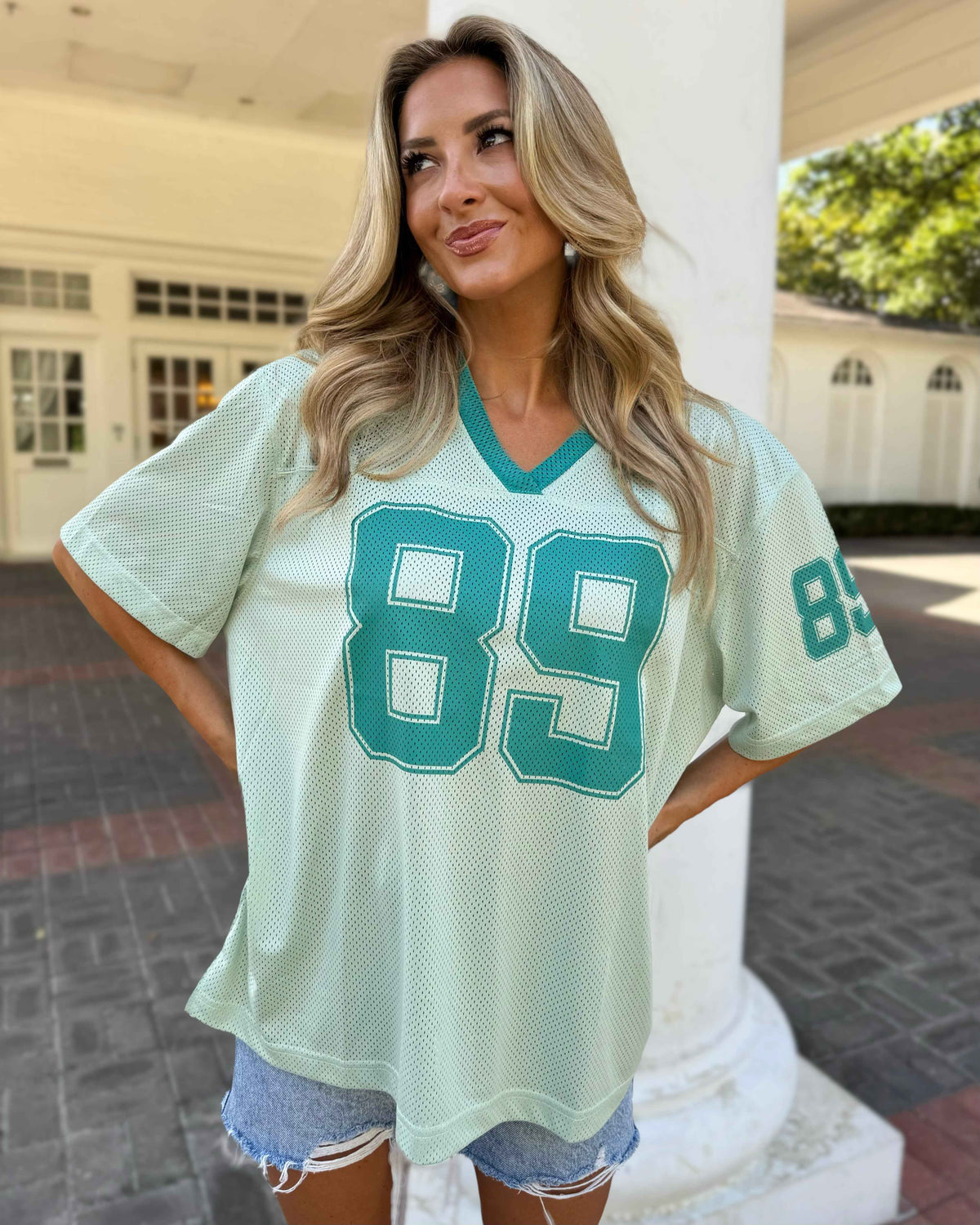 Teal Green Oversized "89" Jersey