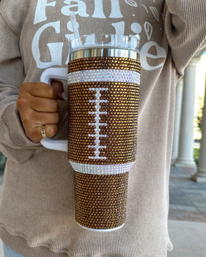 Crystal Football "Blinged Out" 40 Oz. Tumbler (Ships Approx. 11/15) - Live Love Gameday®
