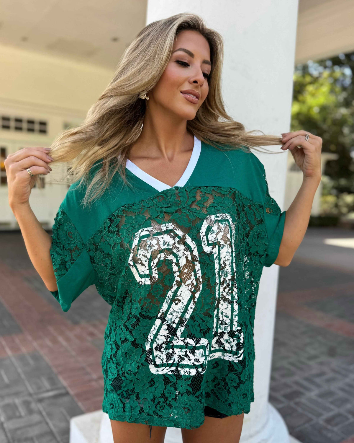 Green Lace Up "21" Jersey