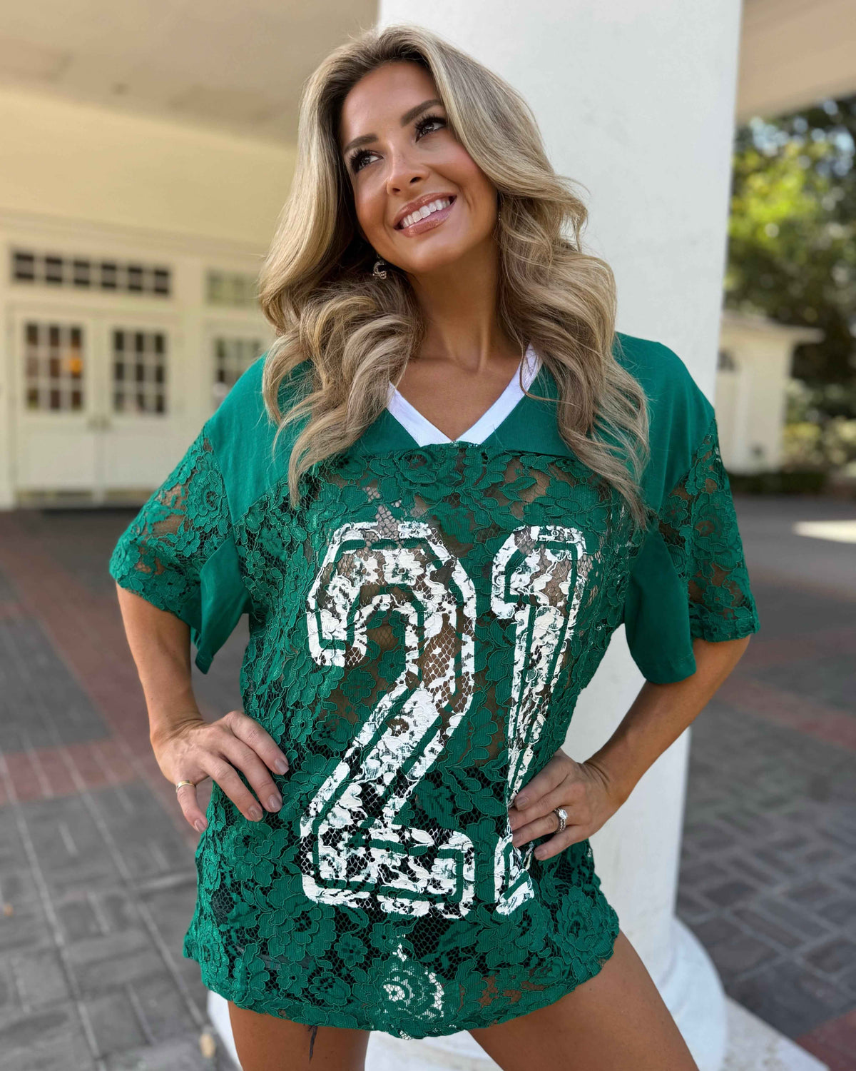 Green Lace Up "21" Jersey