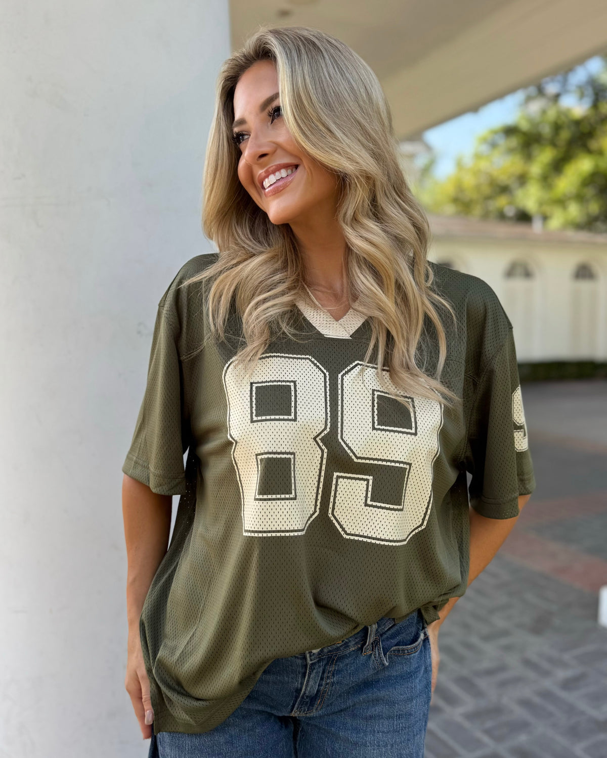 Olive Oversized "89" Jersey