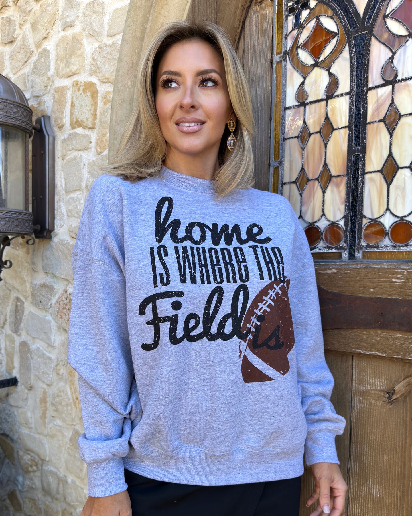 Heather Gray Home Is Where The Field Is® Cozy Fleece-Lined Pullover