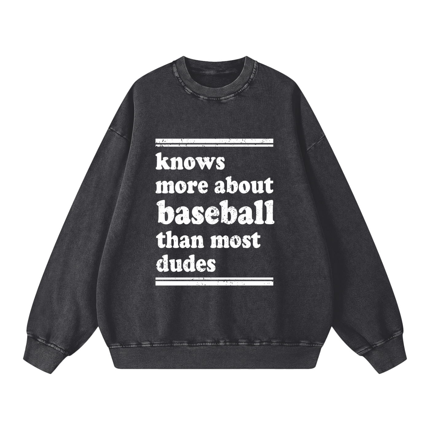 "Knows More About Baseball" Snow-Washed Oversized Sweatshirt