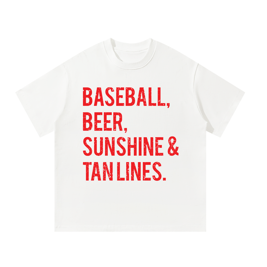 "Baseball, Beer, Sunshine & Tan Lines" Unisex Oversized T-Shirt