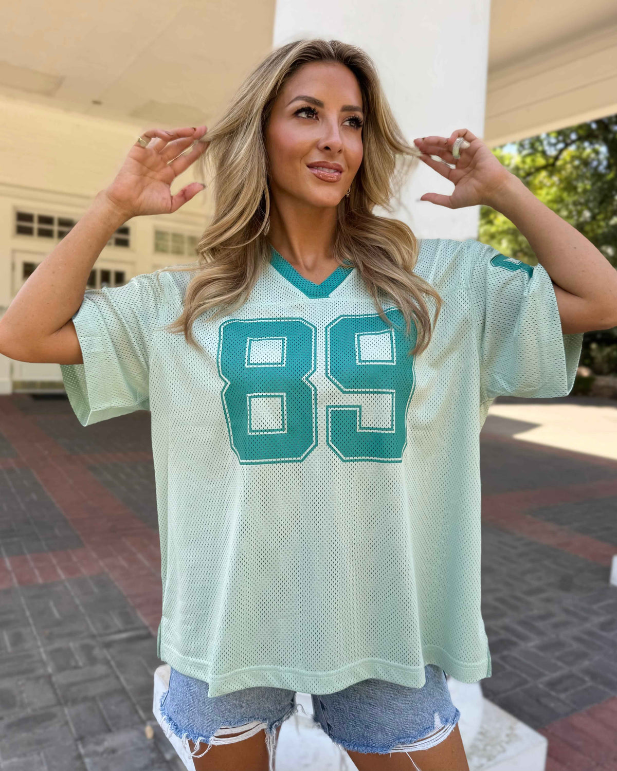 Teal Green Oversized "89" Jersey