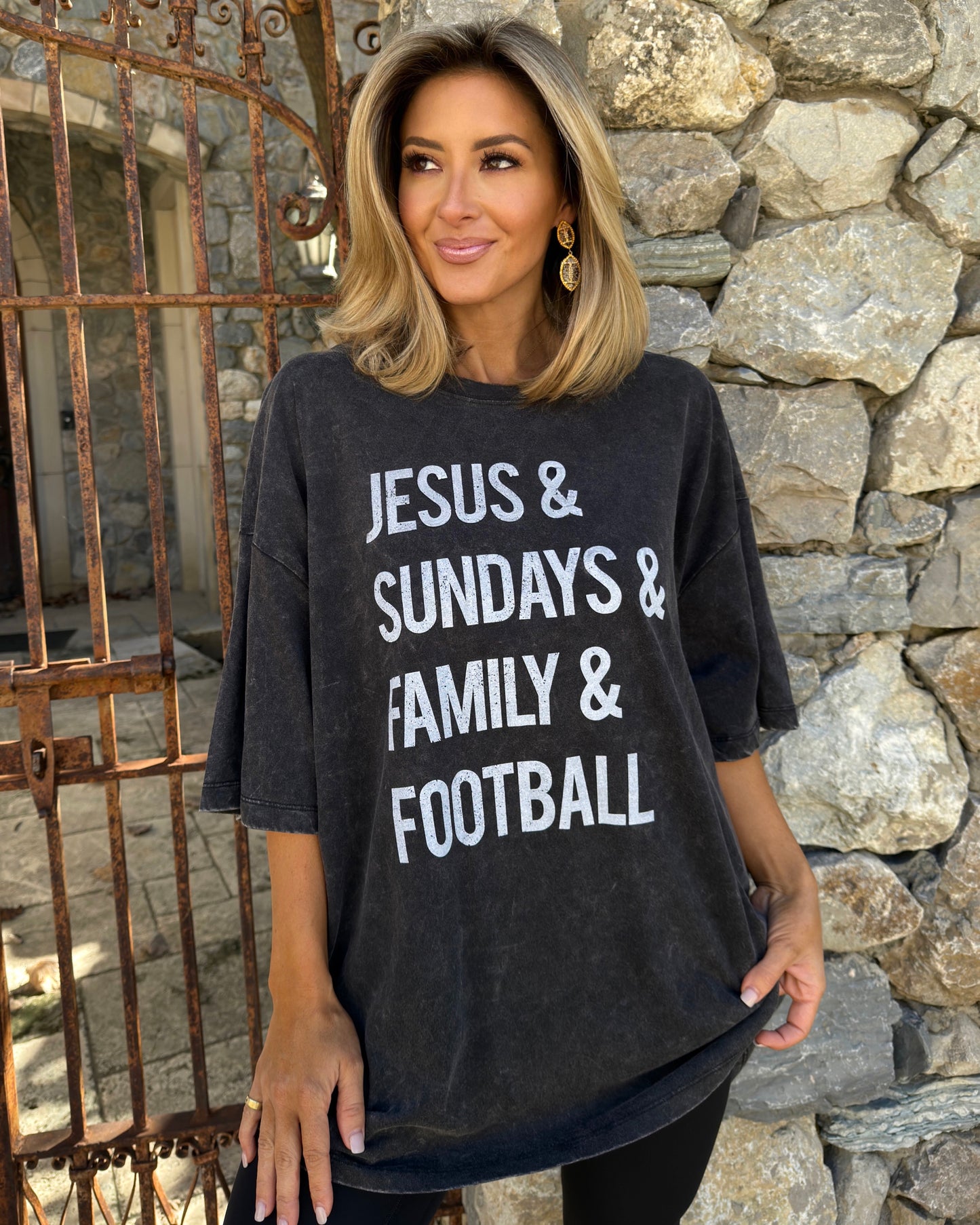 Super Oversized “Jesus & Sundays & Family & Football” Top