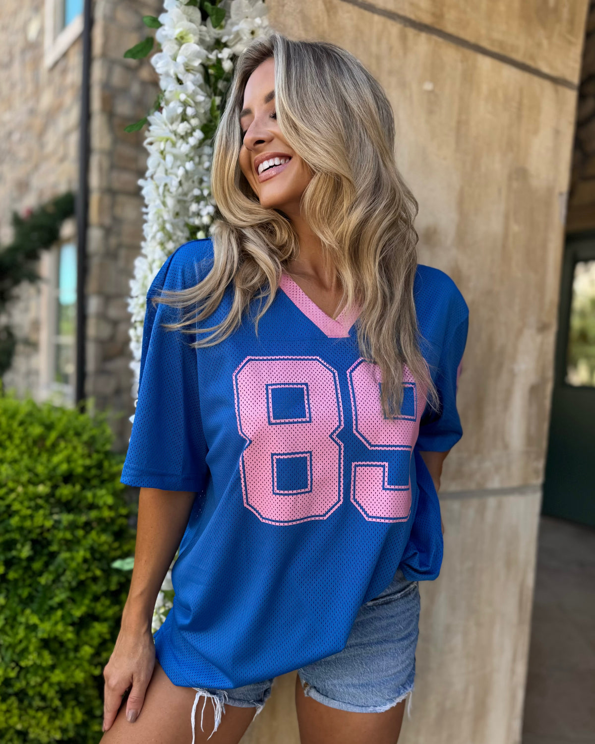 Royal Blue + Bubblegum Oversized "89" Jersey
