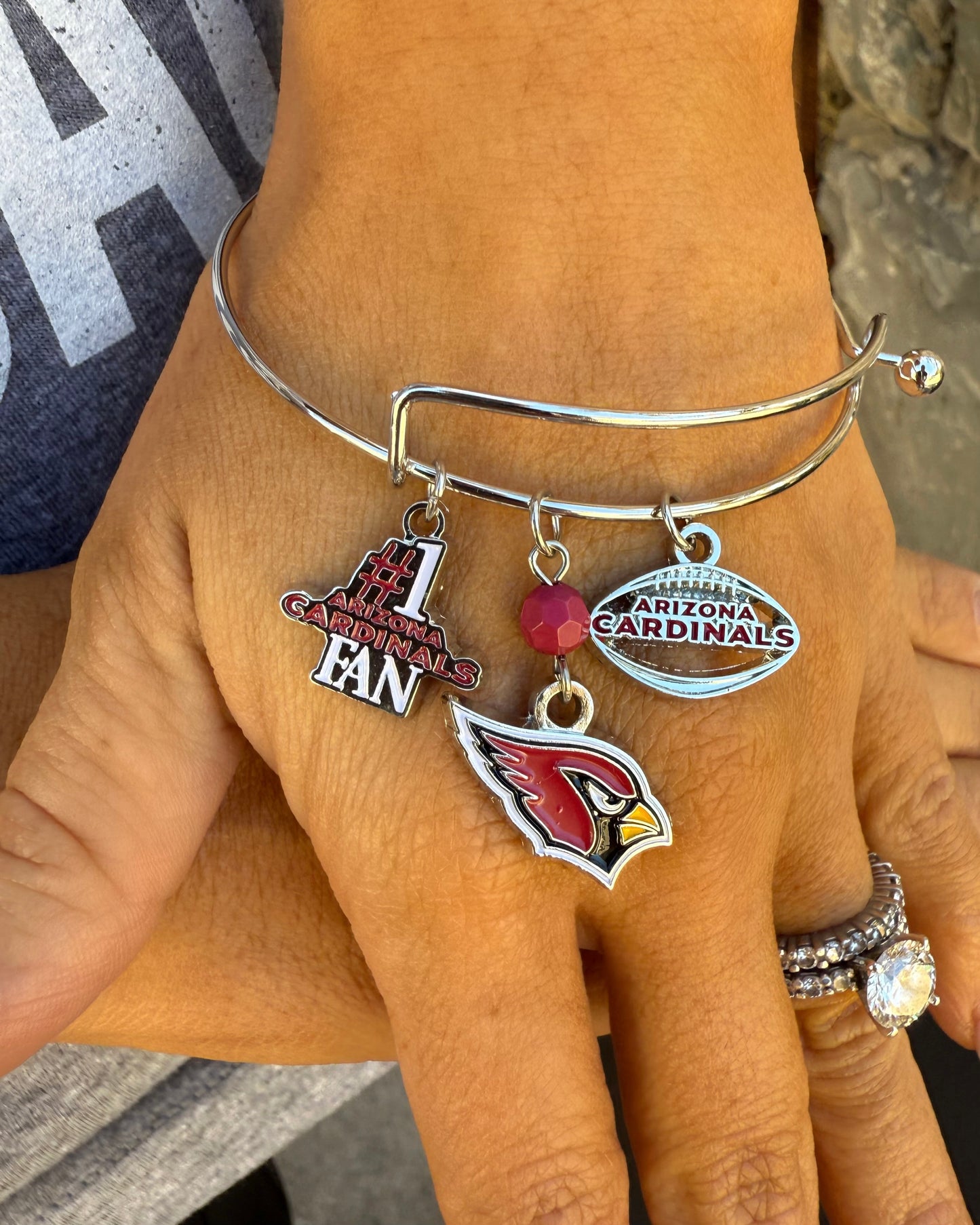 Arizona Cardinals Three Charm Logo Bracelet