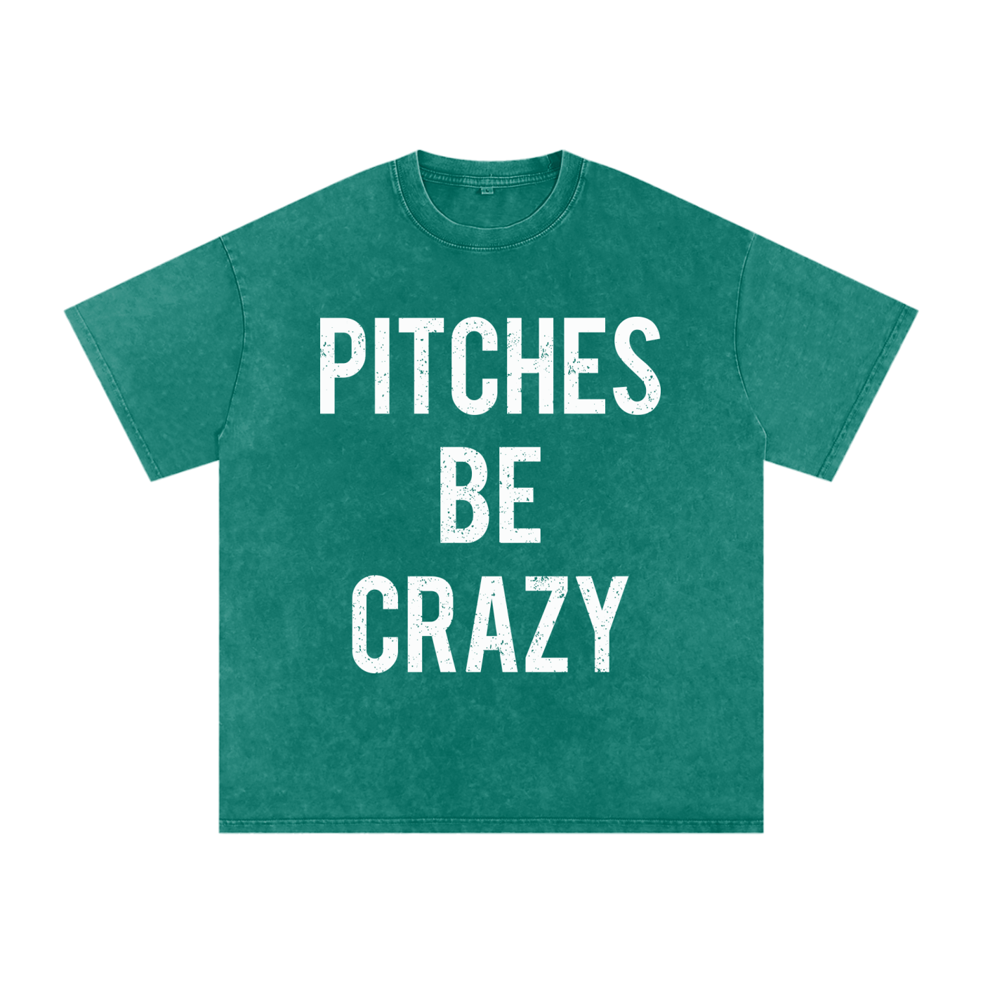 "Pitches Be Crazy" Snow Washed Oversized Cotton Tee