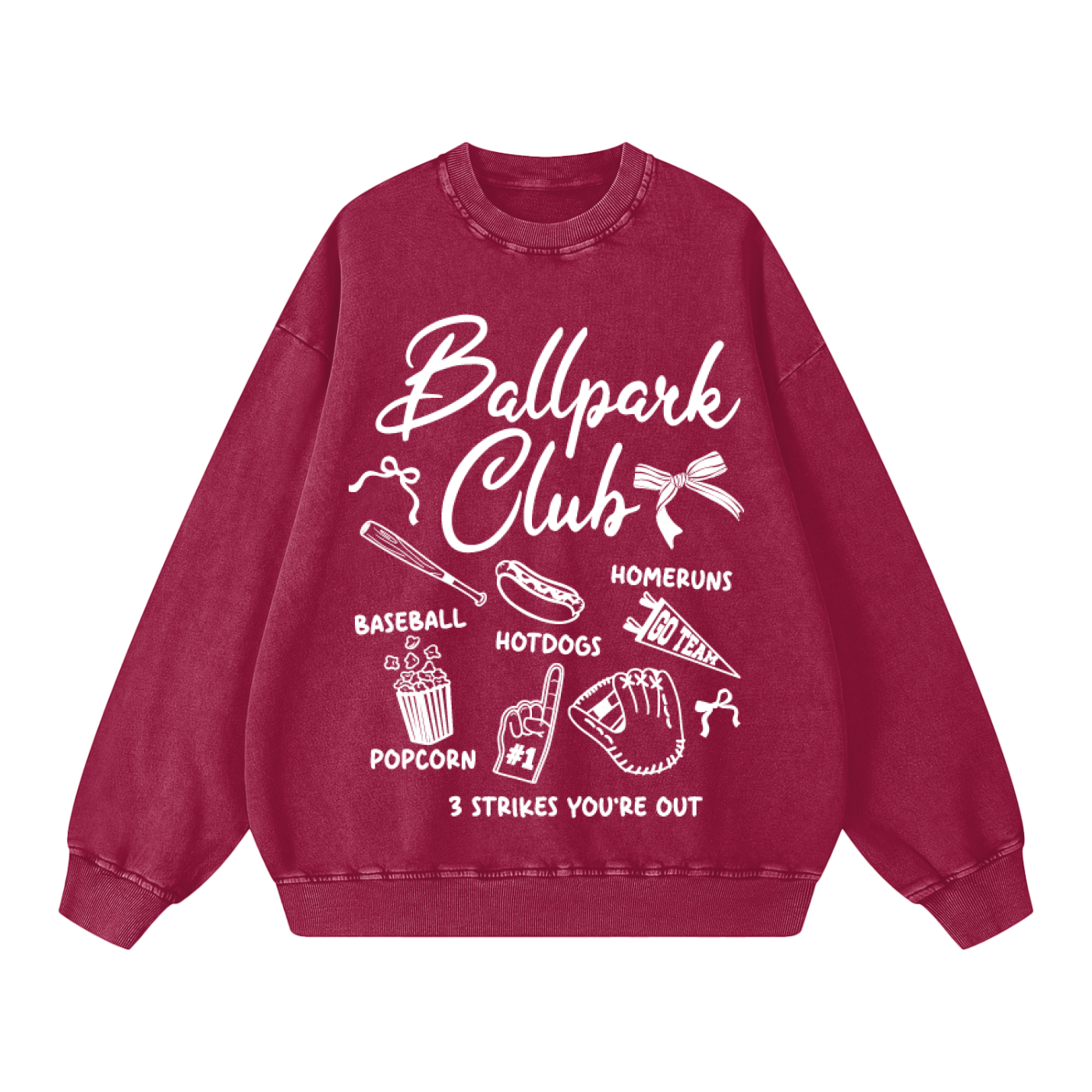 "Ballpark Club" Snow-Washed Oversized Sweatshirt
