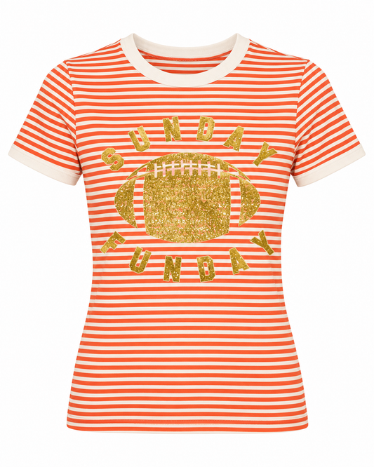 Orange Stripe "Sunday Funday" Tee