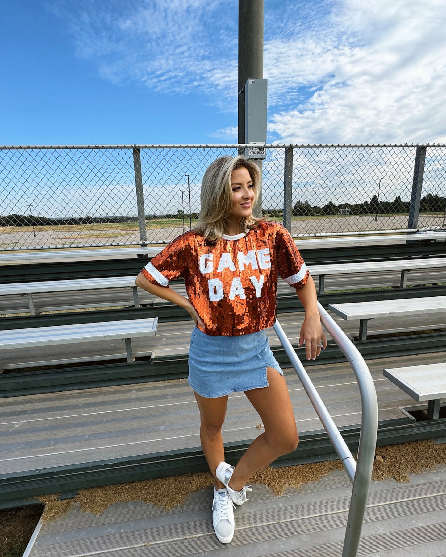 BLACK FRIDAY: Orange “Game Day” Sequin Crop (Ships Approx. 1/15)