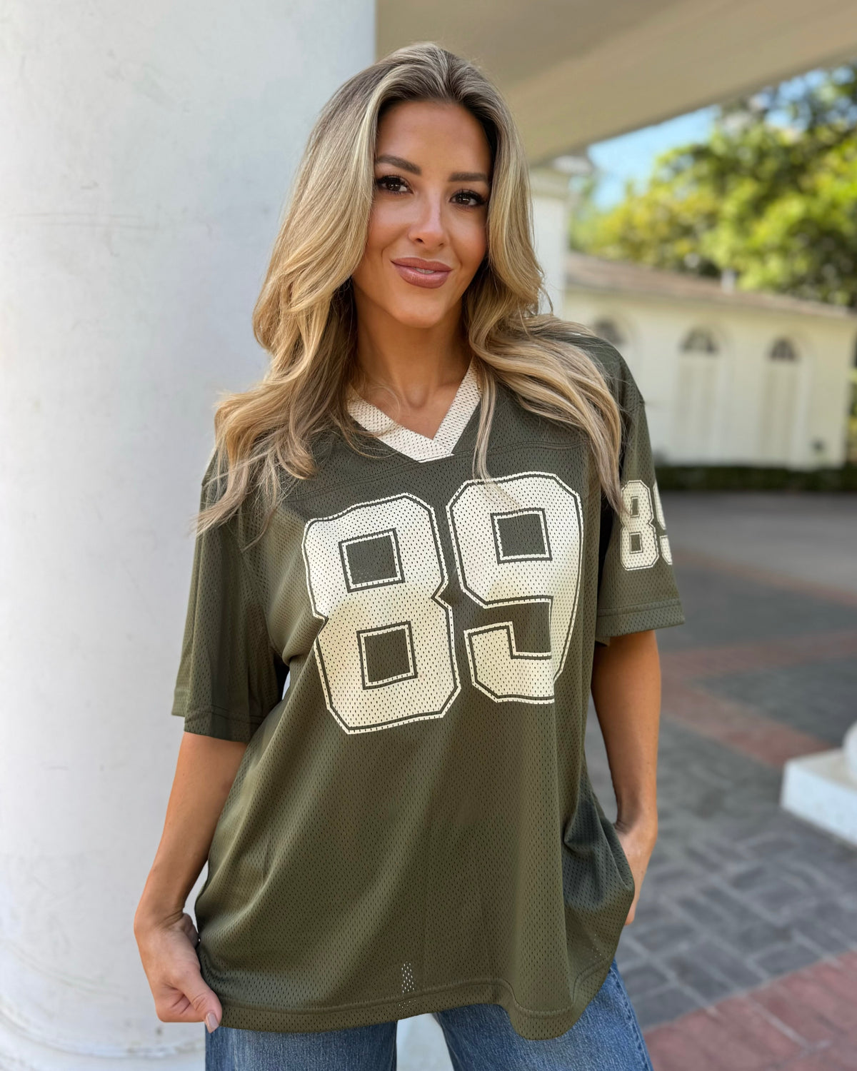 Olive Oversized "89" Jersey