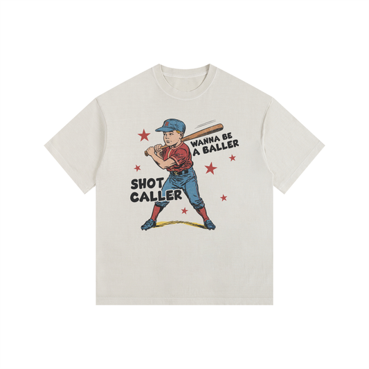 "Wanna Be A Baller" Vintage-Washed Oversized Cotton Tee