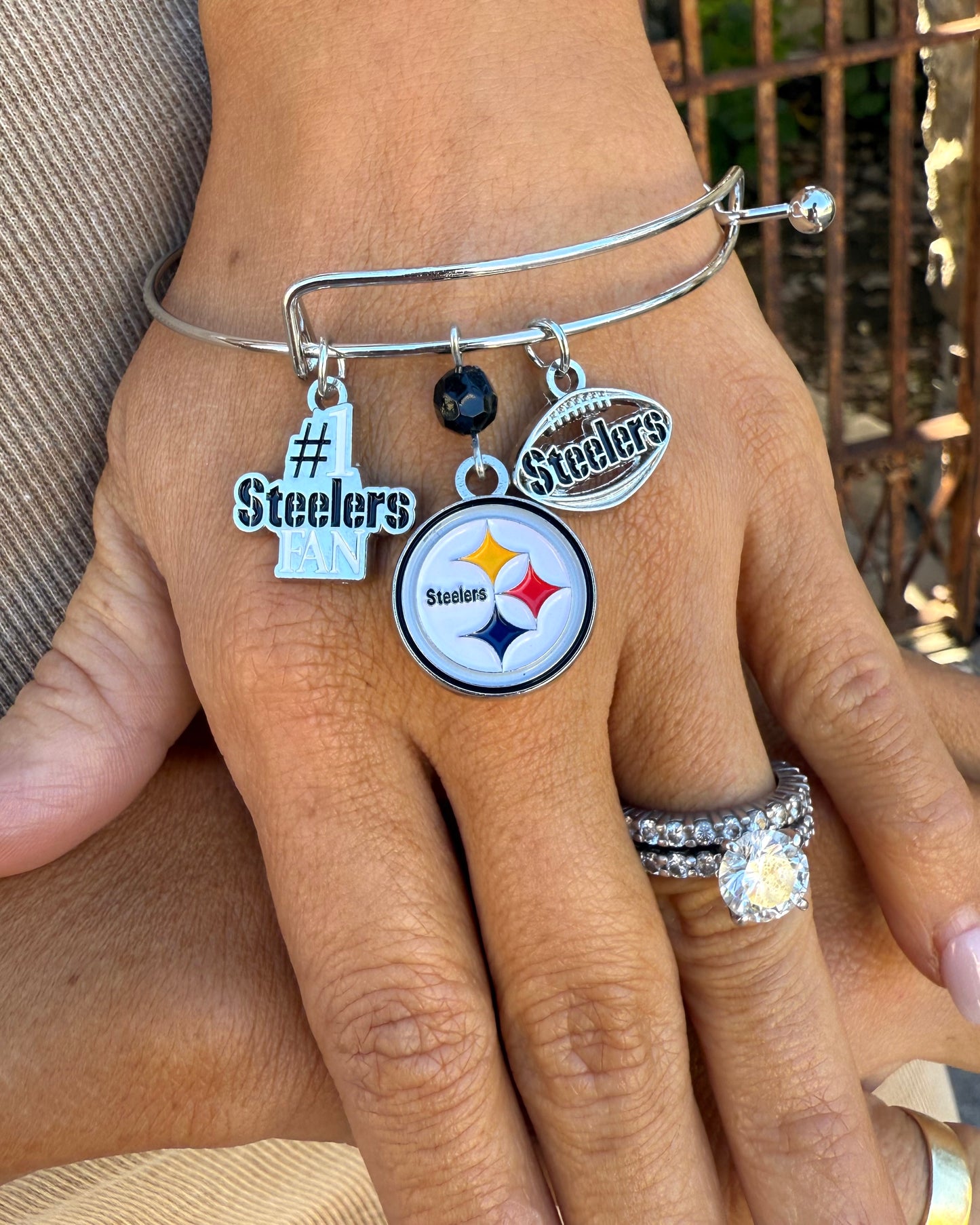 Pittsburgh Steelers Three Charm Logo Bracelet