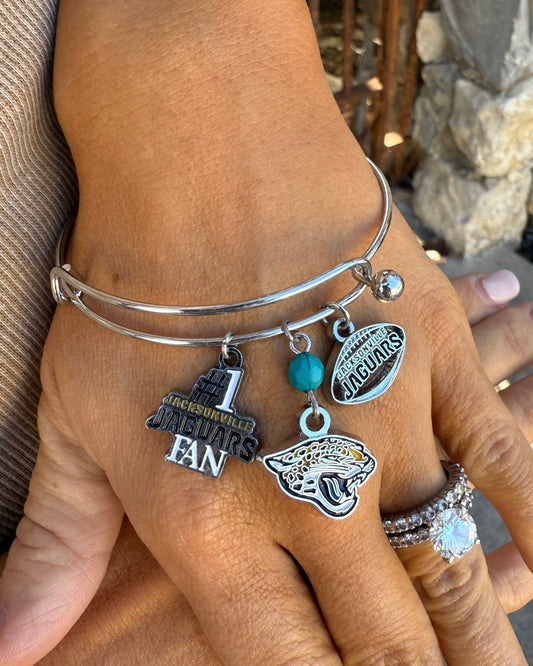 Jacksonville Jaguars Three Charm Logo Bracelet