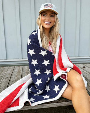 Pre-Order: Plush American Flag Cozy Blanket (Ships Approx. 6/20)