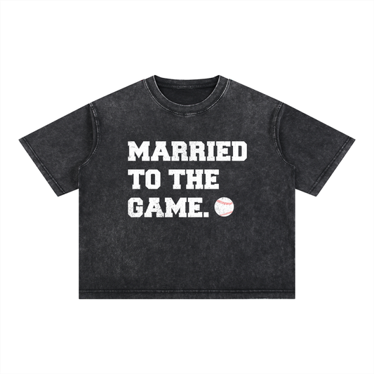 Baseball "Married To The Game" Mineral Wash Boxy Cotton Tee