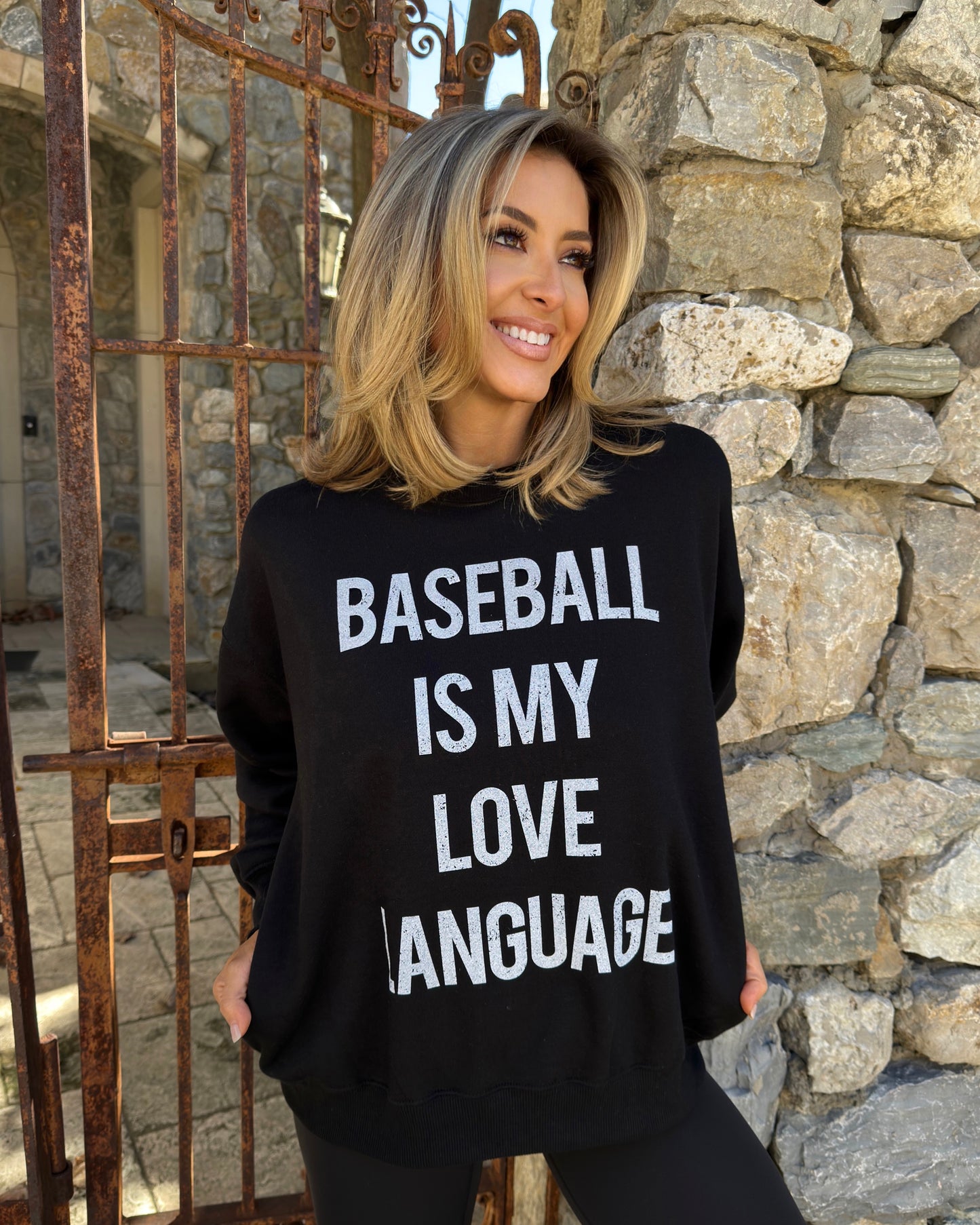 Cozy “BASEBALL Is My Love Language” Black Pullover