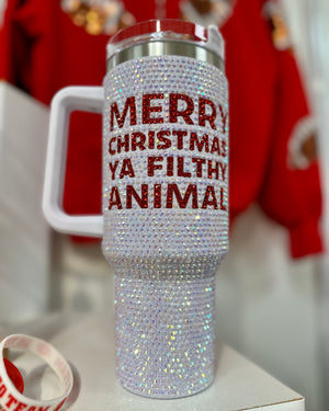 Crystal Merry Christmas Ya Filthy Animal Animal Tumbler - Live Love Gameday®