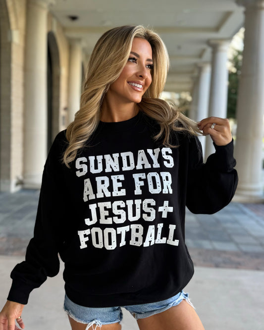 Black "Sundays Are For Jesus + Football" Sweatshirt