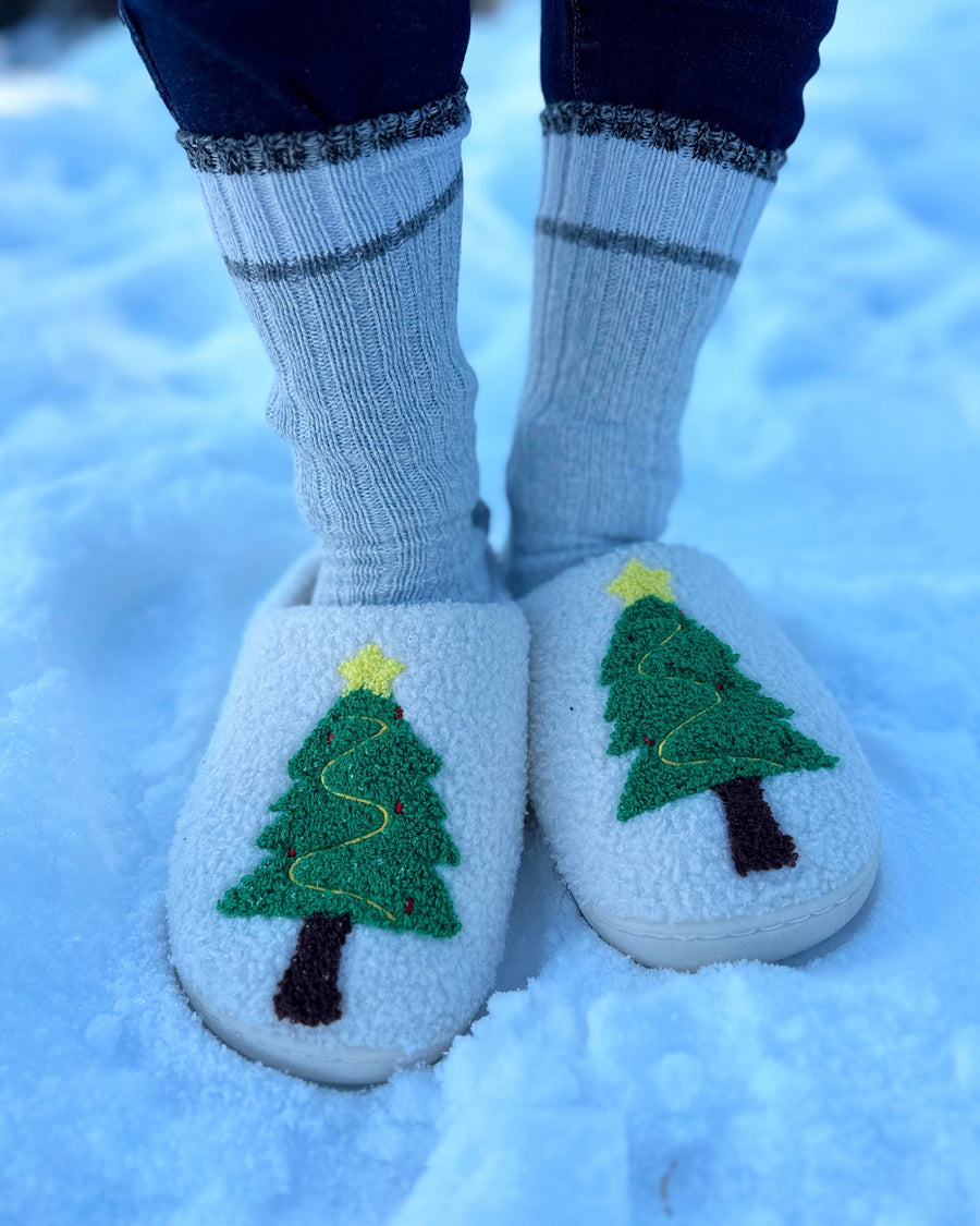 Christmas Tree Cozy Plush Closed Toe Slippers (Ships Approx. 11/20) - Live Love Gameday®