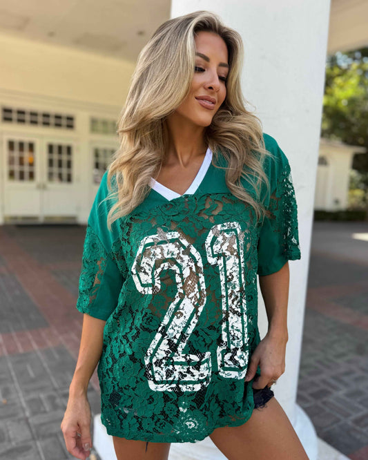 Green Lace Up "21" Jersey