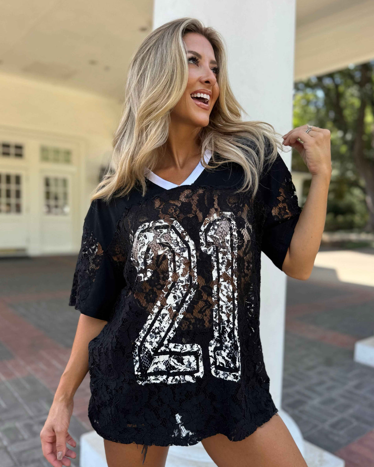 Black Lace Up "21" Jersey