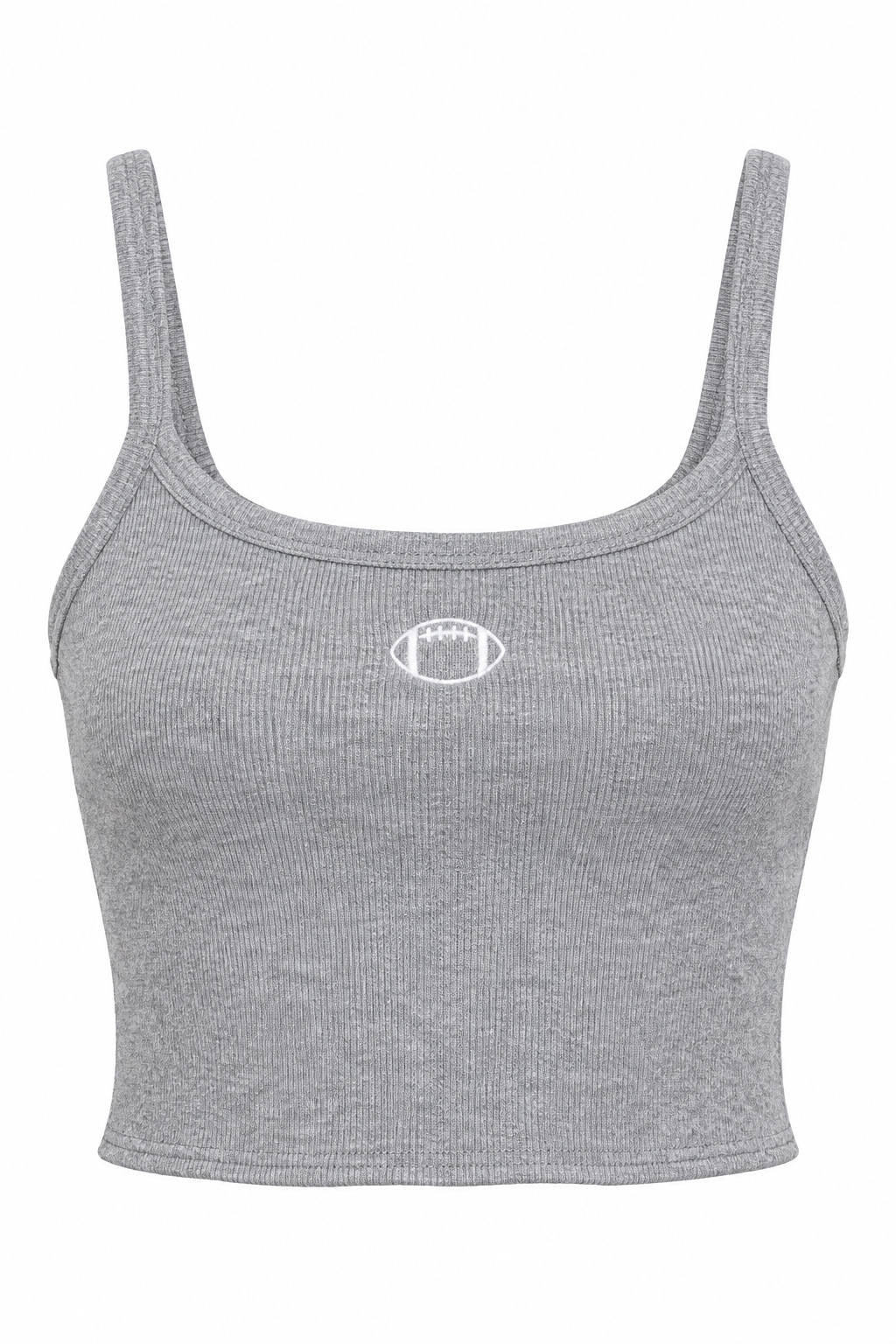 Gray Football Embroidered Mini Ribbed Tank