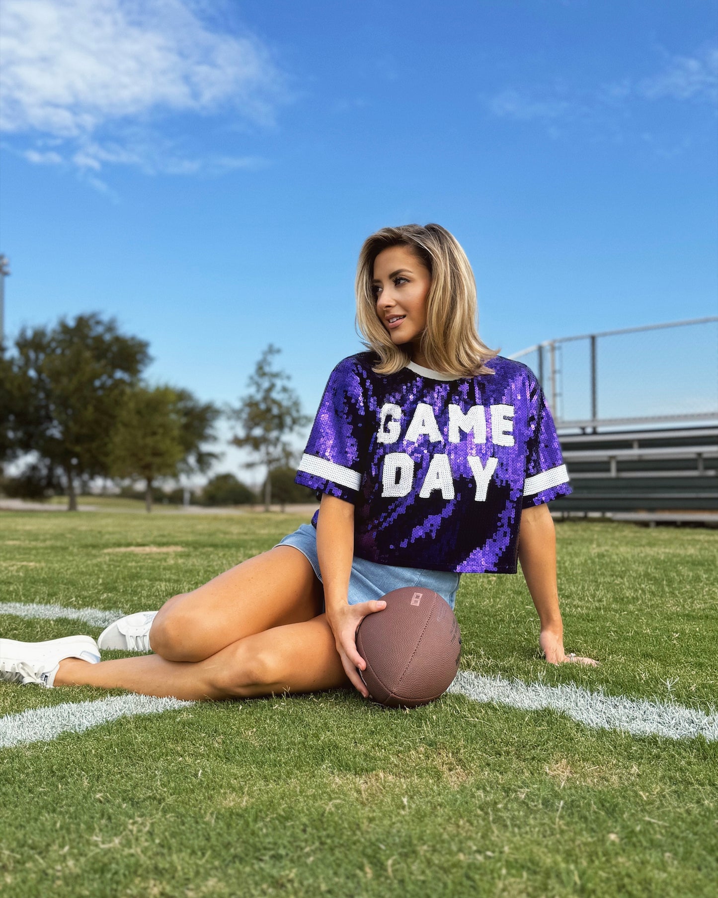 BLACK FRIDAY: Purple “Game Day” Sequin Crop (Ships Approx. 1/15)