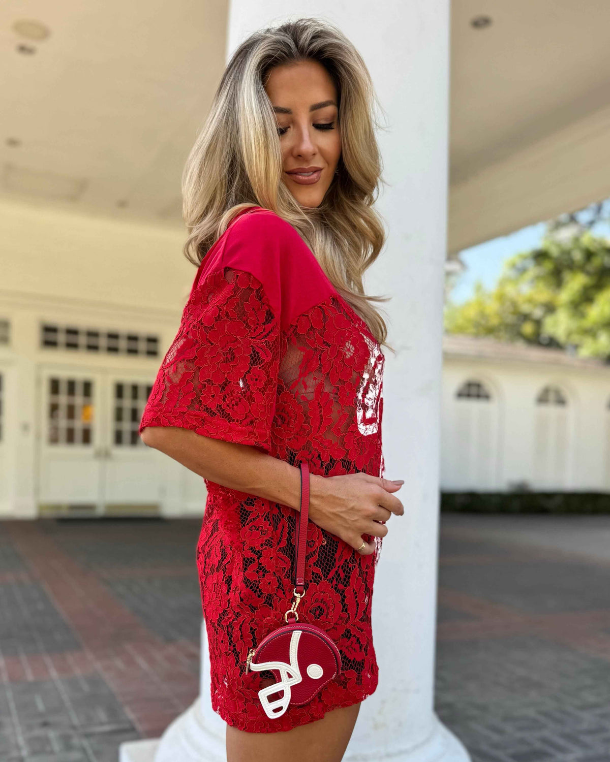 Red Lace Up "21" Jersey