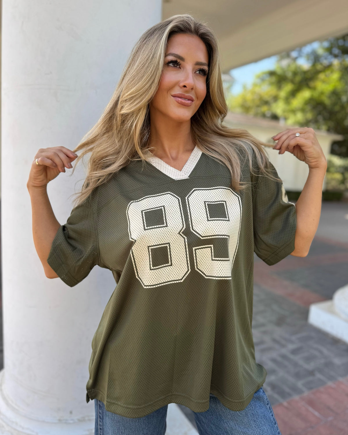 Olive Oversized "89" Jersey