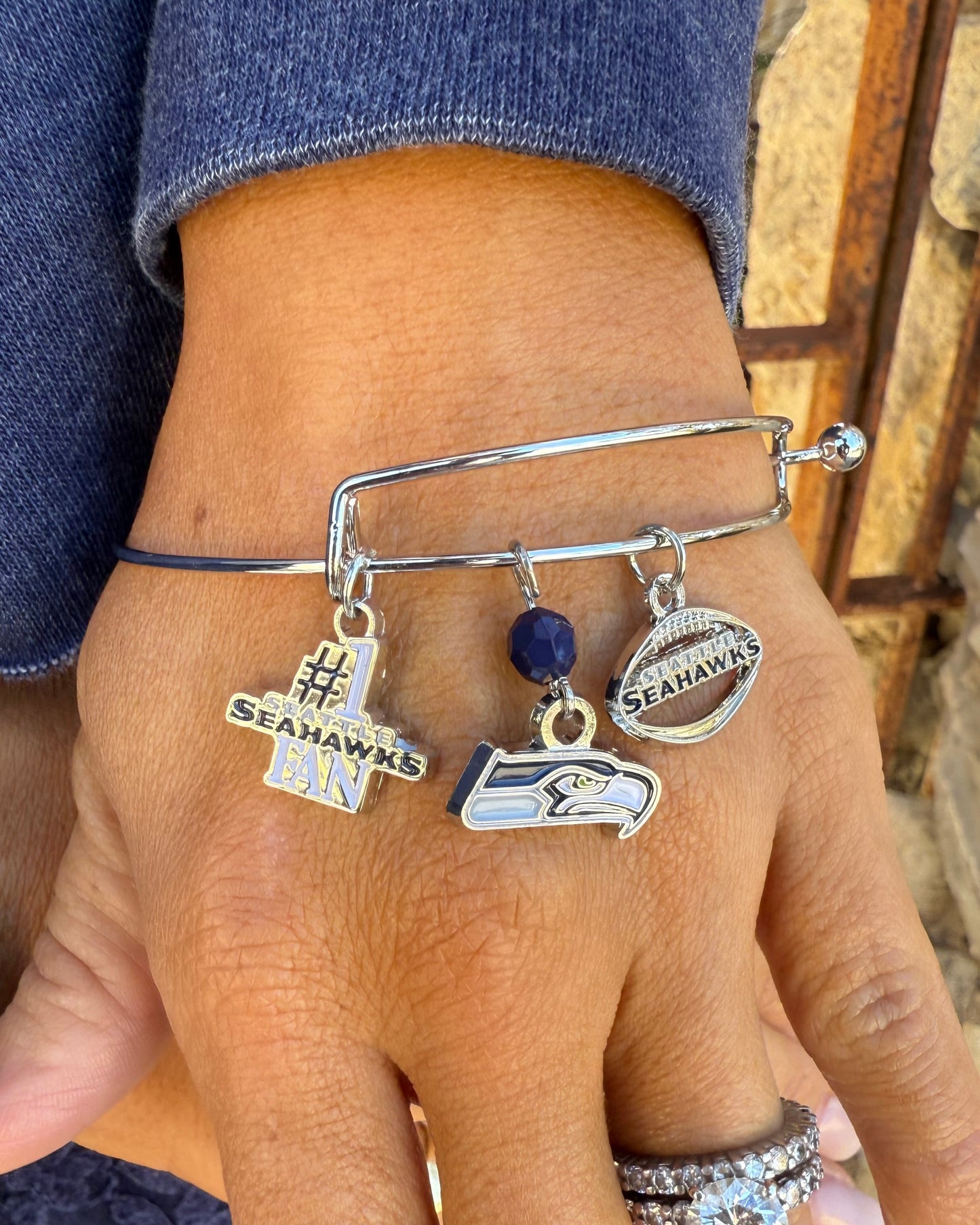 Seattle Seahawks Three Charm Logo Bracelet