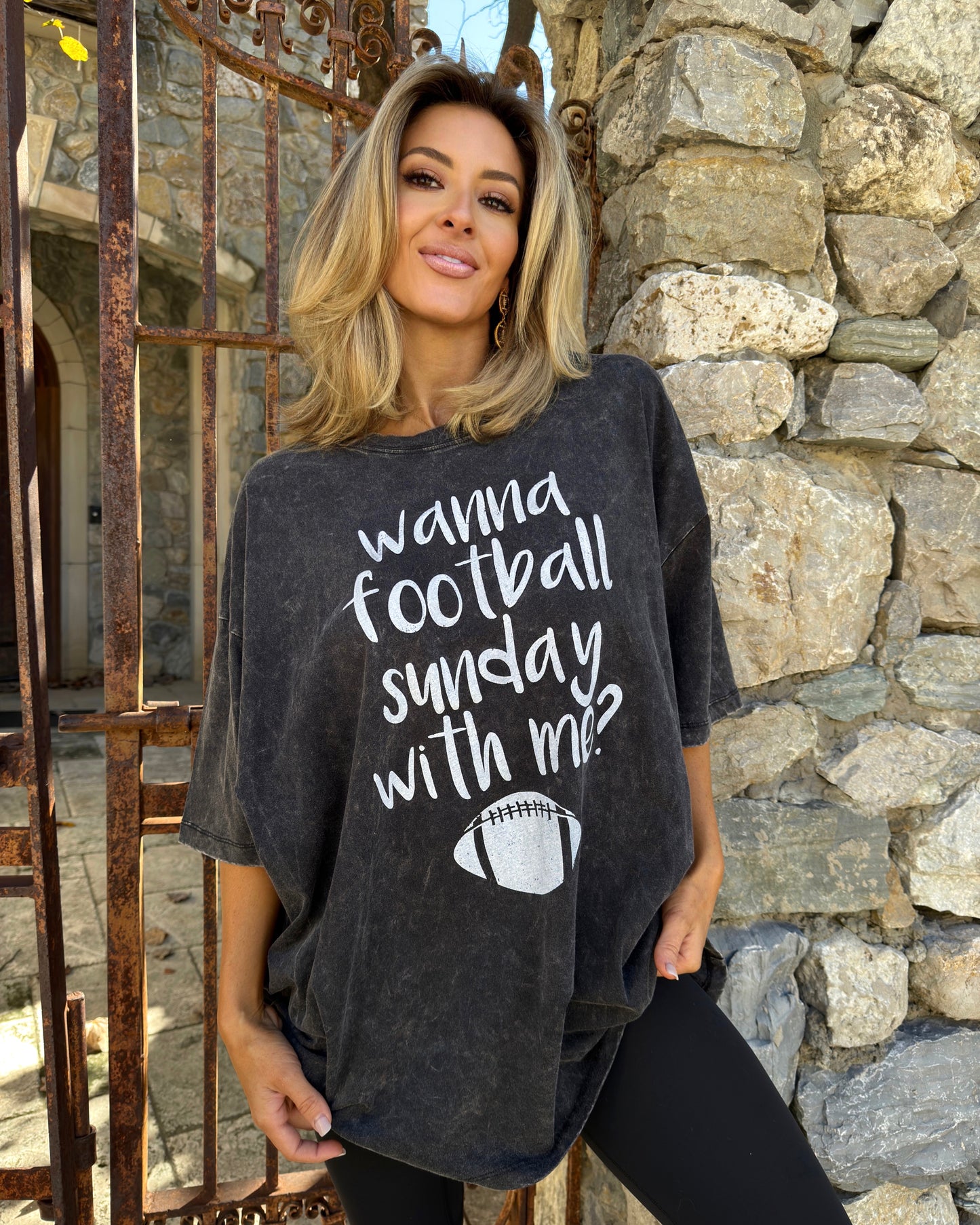 Super Oversized “Wanna Football Sunday With Me?” Top