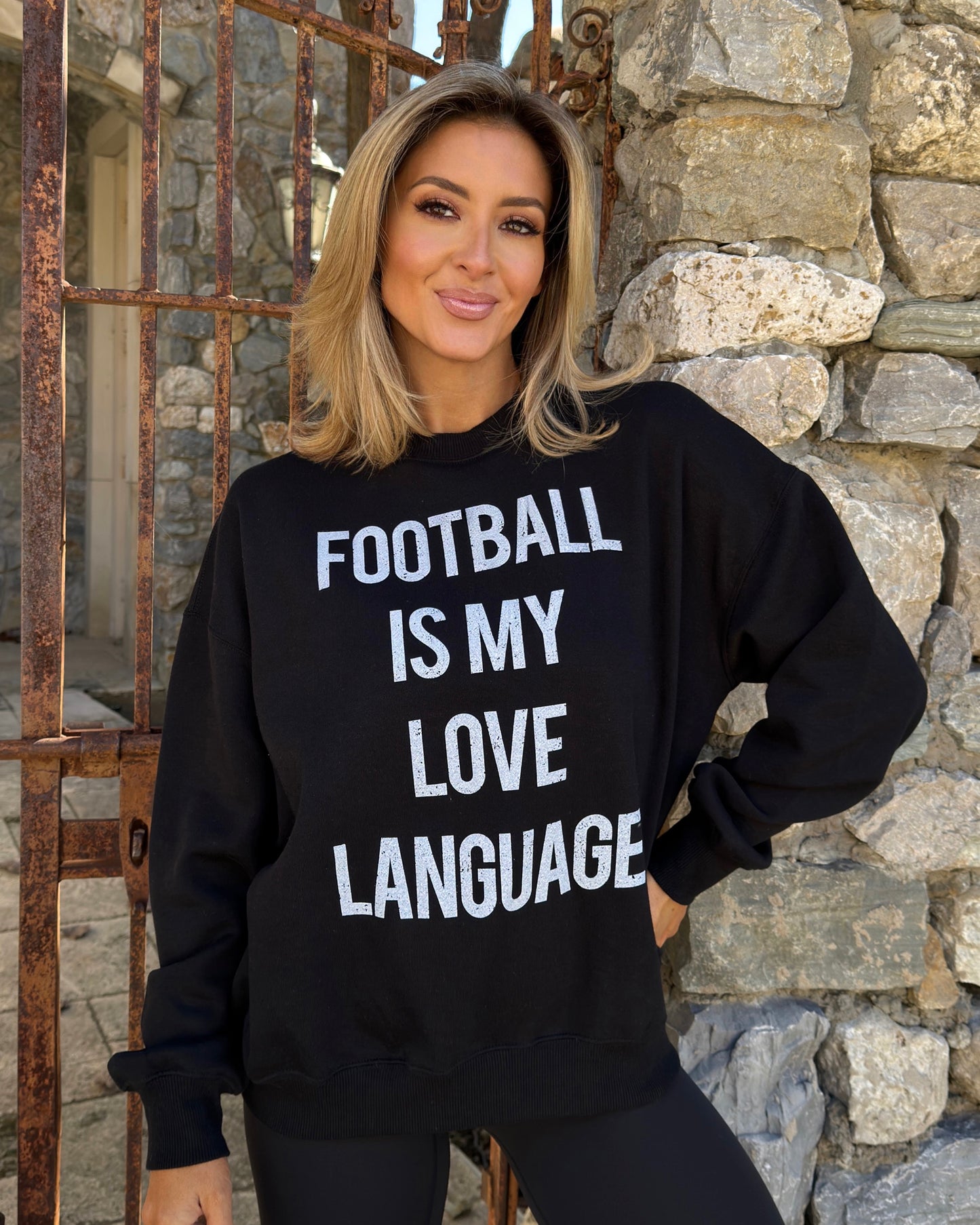 Black “FOOTBALL Is My Love Language” Cozy Pullover