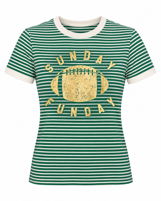 Green Stripe "Sunday Funday" Tee