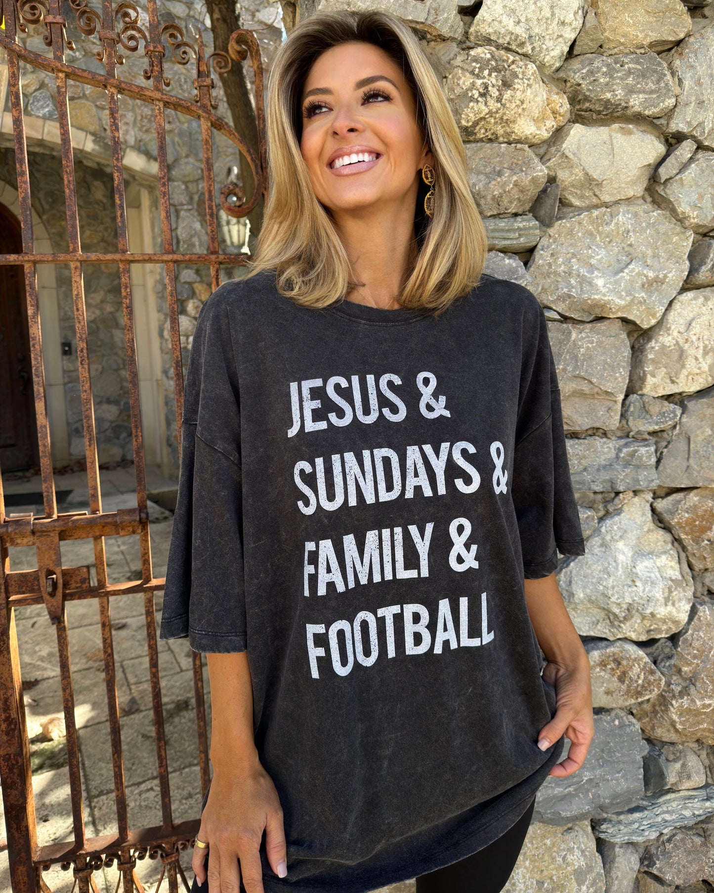 Super Oversized “Jesus & Sundays & Family & Football” Top