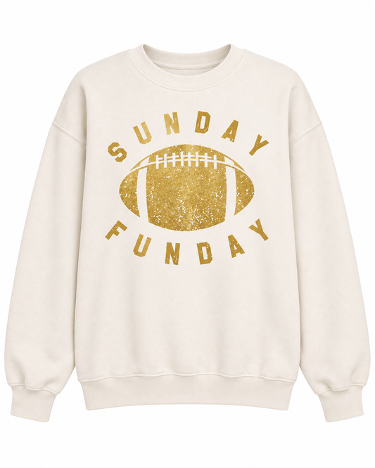 Beige + Gold "Sunday Funday" Cozy Sweatshirt