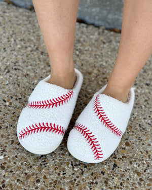 Cozy Baseball-Stitched Close Toe Slippers (Pre-Order Ships Approx. 4/15) - Live Love Gameday®