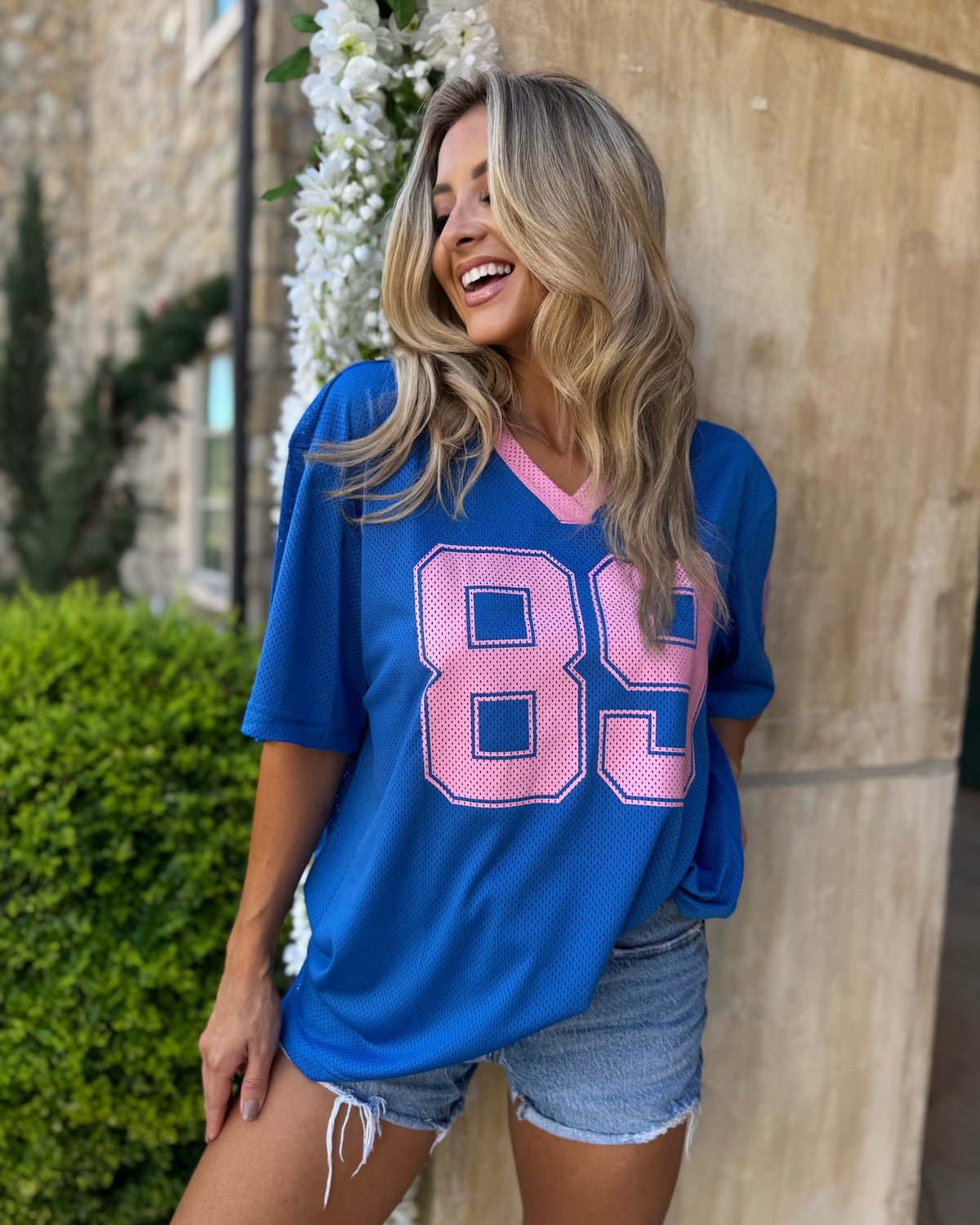 Royal Blue + Bubblegum Oversized "89" Jersey