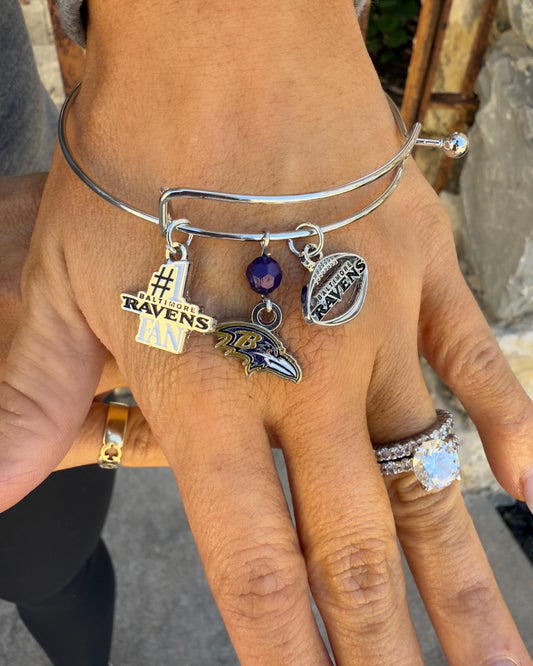 Baltimore Ravens Three Charm Logo Bracelet