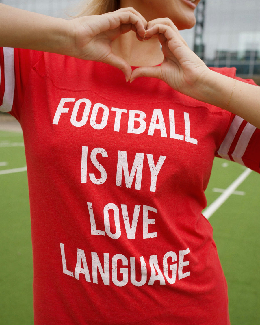 Red Varsity Football Is My Love Language Jersey Tee - Live Love Gameday®