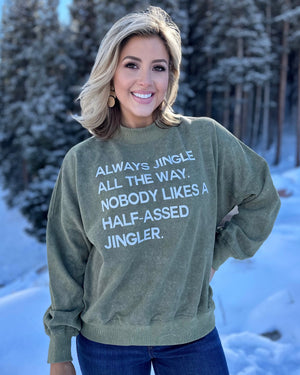 Always Jingle All The Way  Forest Green Washed Cropped Pullover (Ships Approx. 12/1) - Live Love Gameday®
